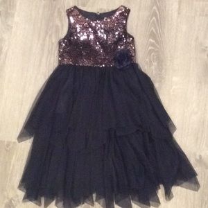 Navy dress with pink sequins